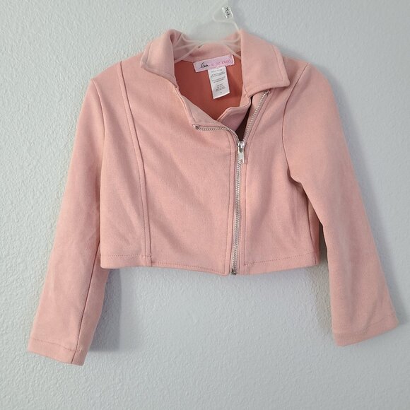 Other - Love To Be Loved Girls Pink Faux Suede Moto Jacket Size 6